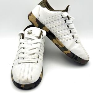 Varsity White and Camouflage Kids Sneakers Bt K-Swiss SIZE 3.5. #1549‎
